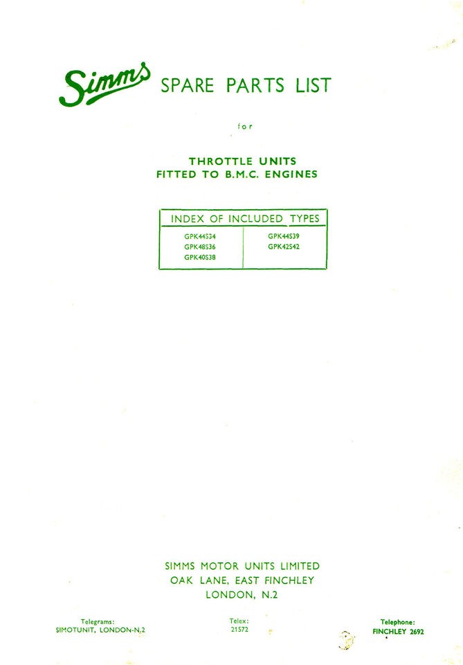 Simms PPs1 &3   PLS3   PLD 1 5 6 7 Feed Pump Parts manual