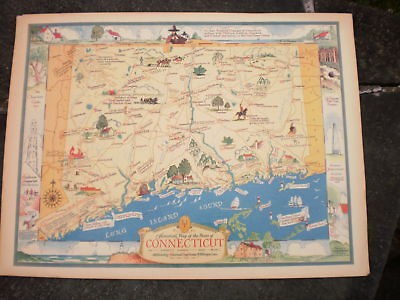 vintage cartoon map of connecticut  59 99