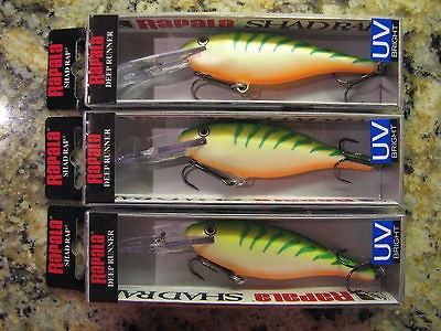 Rapala Shad Rap SR 07 GTU Green Tiger UV NEW for 2013 NIP x3 Factory 