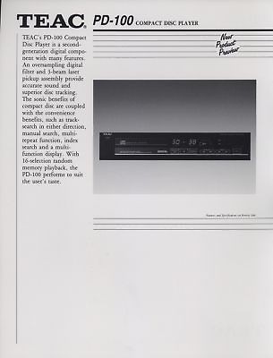 original teac pd 100 cd player sales brochure time left