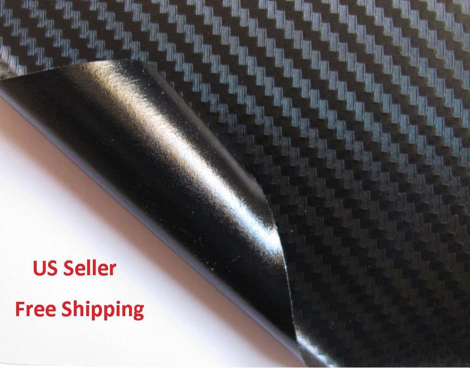 Black Carbon Fiber Vinyl 3D film 24x 60 auto car wrap sheet roll