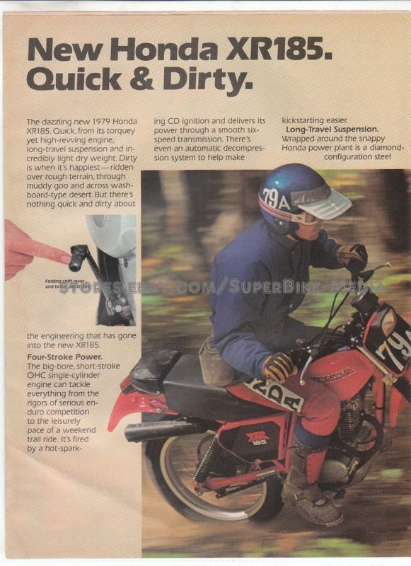 1979 honda xr185 2 page vintage enduro motorcycle ad 79