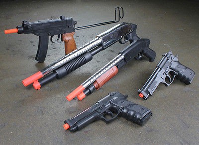 NEW Lot 4 Airsoft Guns Rifle Shotgun Beretta Pistol Air Soft Toy Combo 