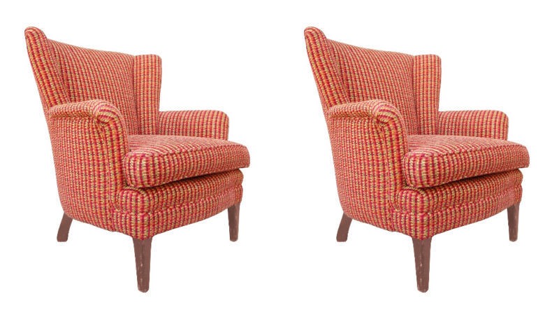 pair of 1940 s american upholstered wing chairs time