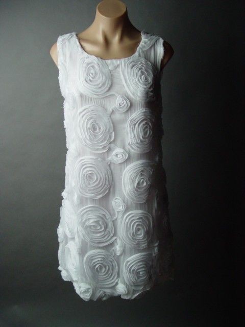 rose rosette silk blend chiffon a line shift fp dress m