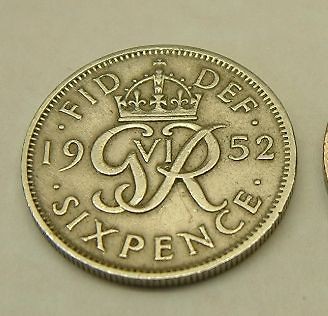 very rare 1952 george v1 silver sixpence 