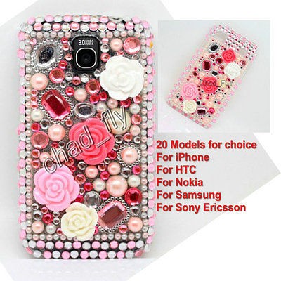   Flower Diamond Bling Crystal Hard Back Case Cover For Mobile CellPhone