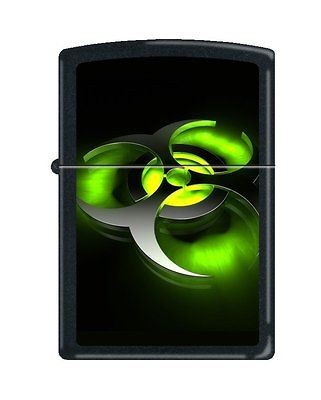 Zippo Biohazard Green Lighter, Black Matte, Low Ship, 0222