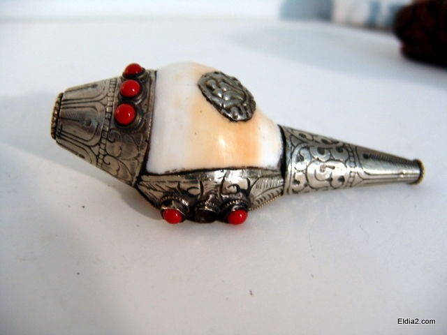 antique shell horn silver conch trumpet from tibet time left