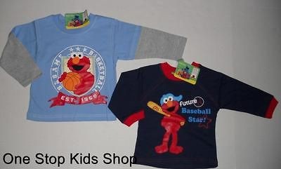   2T 3T 4T Long Sleeve SHIRT Top SESAME STREET Baseball Basketball Sport