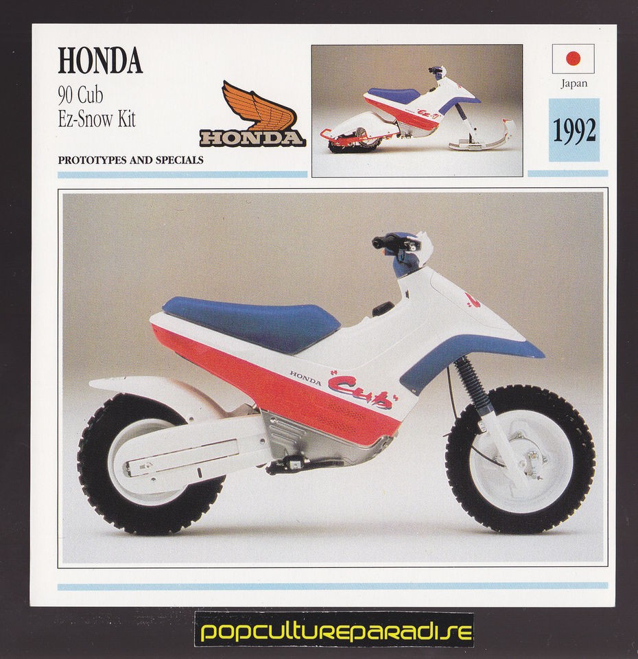 1992 HONDA 90 CUB EZ SNOW KIT Japanese Bike MOTORCYCLE ATLAS PHOTO 