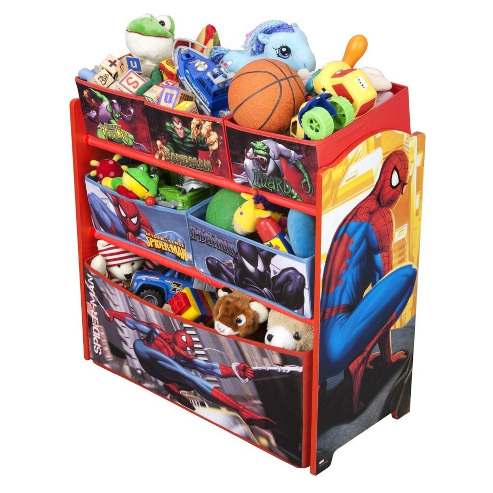 marvel comics spiderman storage bin toy box new time left