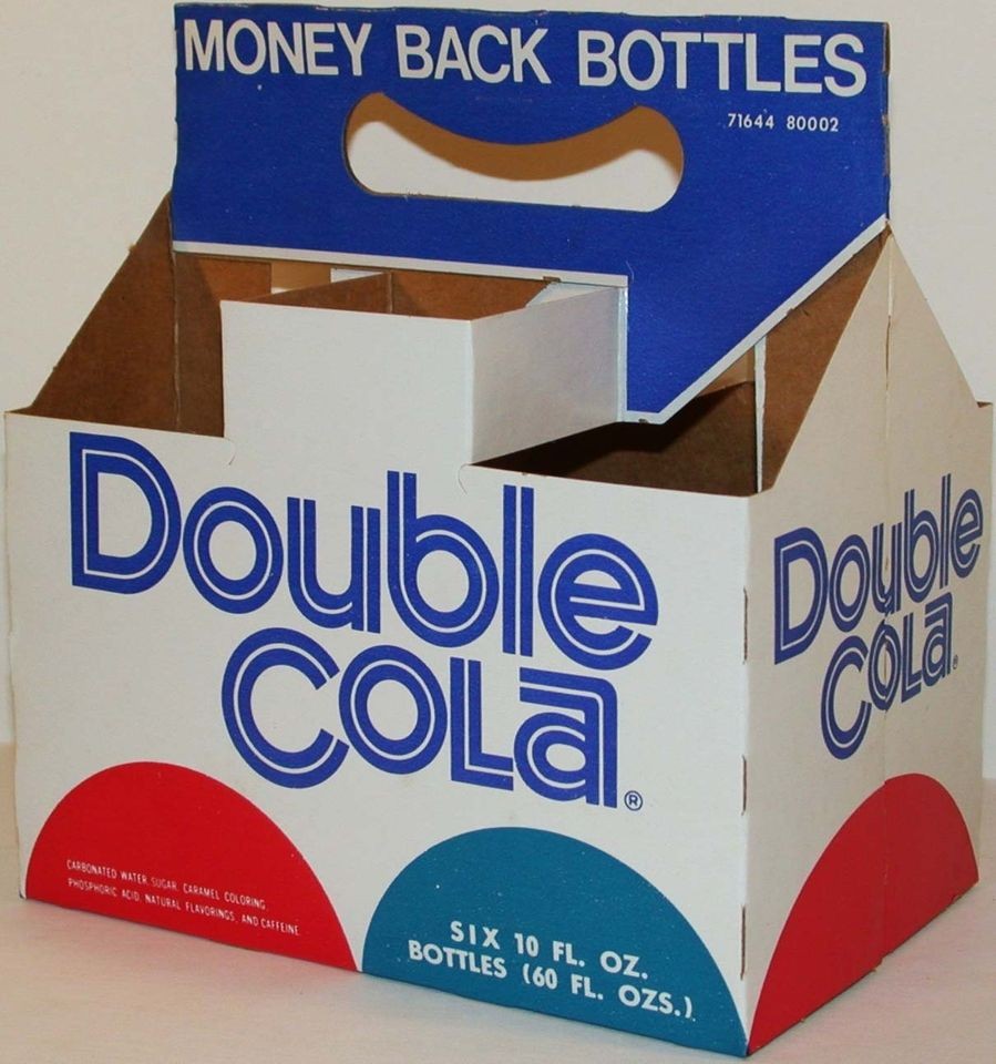 Old soda pop bottle carton DOUBLE COLA Money Back Bottles unused new 