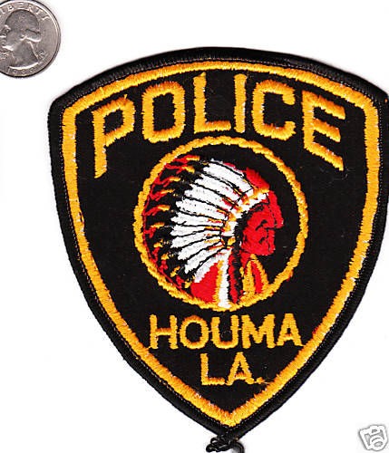 POLICE PATCH HOUMA LA state LOUISIANA Indian Chief Cloth shield badge