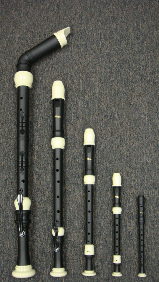 New Recorder Set/Bass/Tenor/Alto/Soprano/Sopranino   Twin Color(Black 