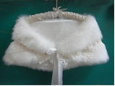   Ivory faux fur Wrap Coat Shrug Bolero Wedding Bridal Shawl Stole