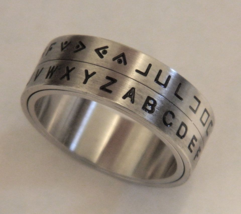 secret decoder ring pig pen cipher spinner ring silver time