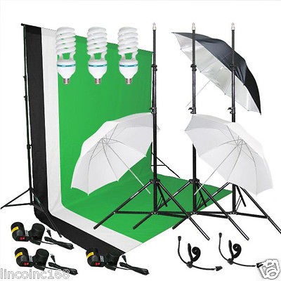   Lighting Muslin Backdrop Stand Studio Kit 3 Backdrop 3 Light CK001