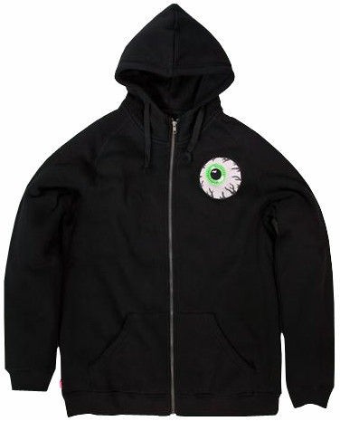 MISHKA Mens Keep Watch L/S Zip Up Hoodie in Black   Size LARGE   MSRP 