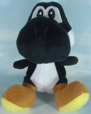 super mario bros black yoshi 7 soft plush toy doll