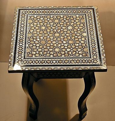   Moroccan Vintage Mother of Pearl Mosaic Wood Sqaure Coffee Table