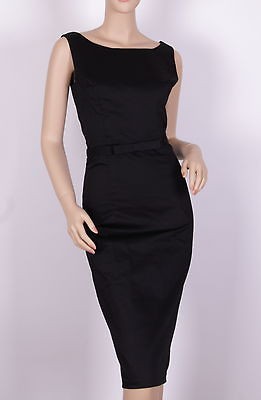 40s 50s audrey hepburn Wiggle Black SIZE S Pinup Pencil Dress 