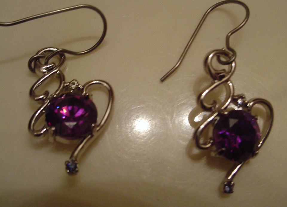 titanium earrings w silver twist with tanzanite gem  6 99 