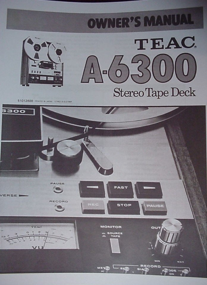 teac a 6300 tape deck instruction manual 19 pages time