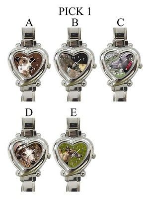 Greyhound Dog Puppy Puppies A E Heart Italian Charm Watch #PICK 1