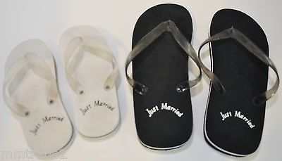   Black White Bride Groom Rubber Thongs Flip Flops Men 12 Women 9