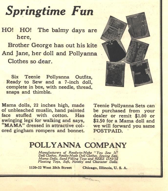 1923 j ad pollyanna co mama dolls muslin poem time