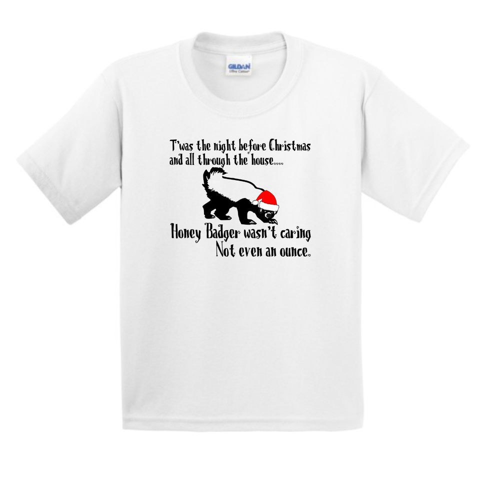 Honey Badger Christmas YOUTH T Shirt Funny Youtube Meme Twas Night 