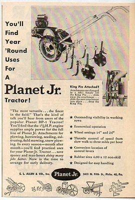 1949 Vintage Ad Planet Jr Tractors SL Allen Co. Philadelphia,PA