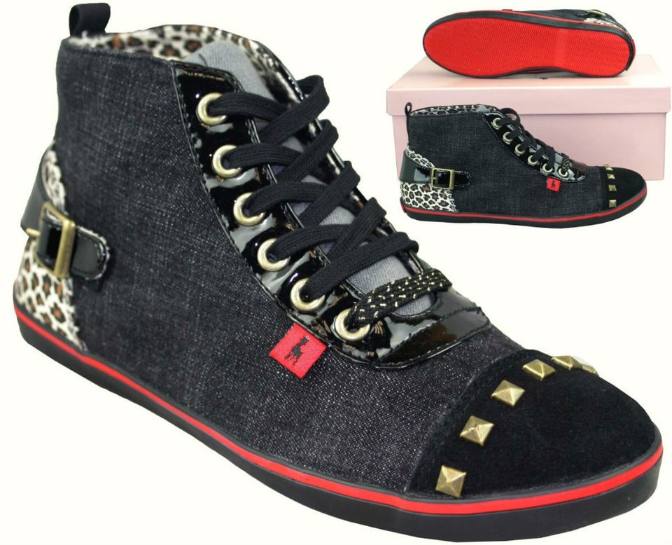 new babycham ladies black mid top grunge canvas trainers more