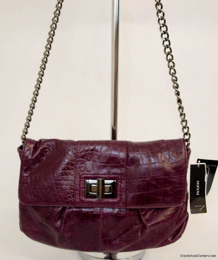 ALFANI PURPLE CROC LEATHER CONVERTIBLE CARINI CLUTCH AS IS $128 VALUE 