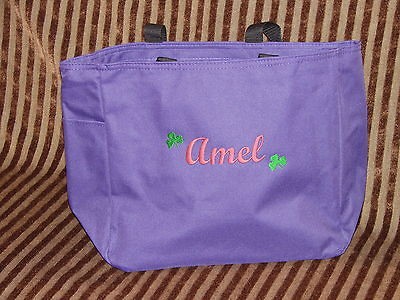 New Womans Personalized Bag Purple Tote Bag + Name Great Girls Gift 