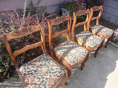 Antique Mahogany Carved Back Dining Chairs Rose Style Victorian