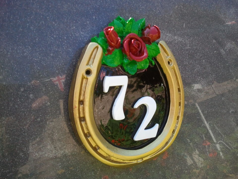 RESIN HORSESHOE DESIGN HOUSE DOOR NUMBER PLAQUE PLATE SIGN (1 TO 99)