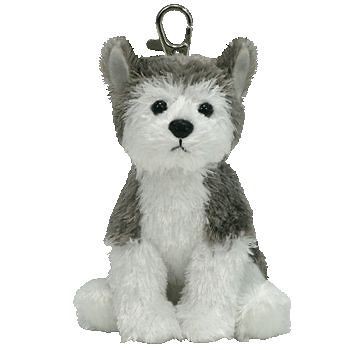 ty beanie key clip slush the husky dog new time