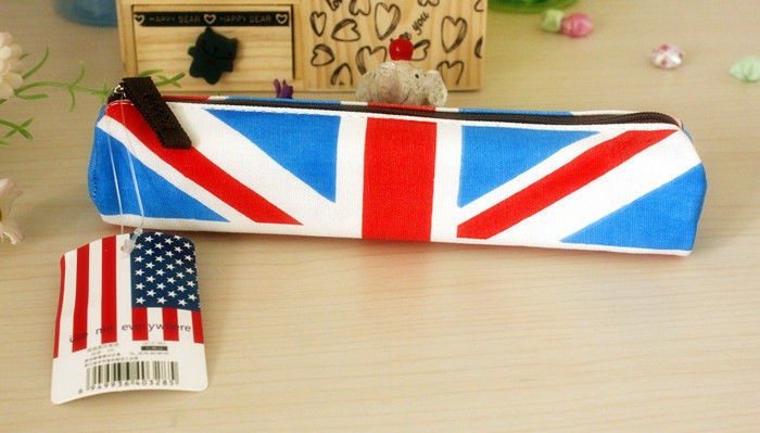 French US UK Flag★Canvas★Stylish Pen Bag◇Pencil Case 