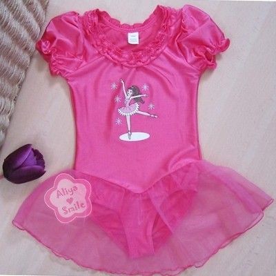 New Pink Red Girls Ballet Dance Dress Tutu Leotard Costume SZ 4T 5T 6T