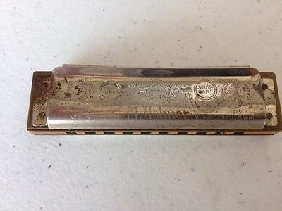 VINTAGE ** M. Hohner METAL Marine Band Harmonica *GERMANY* GESETZL 