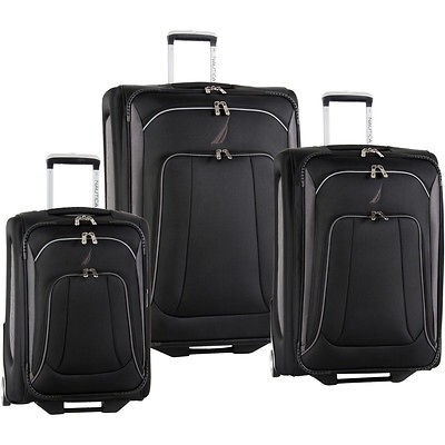 NAUTICA CHARTER BLACK GRAY 3 PIECE LUGGAGE SET $1140 VALUE NEW