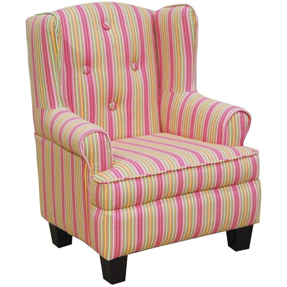 Adorable Toddler Childs Pink Stripe Wingback Bedroom Chair