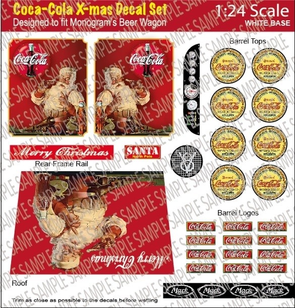 Coca Cola X mas Decal Set for Monogram Beer Wagon 124 Scale   B