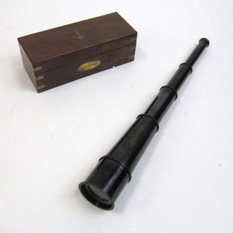 18.5 Nautical Brass Telescope w/ Box ~ Handheld Spyglass Monocular 