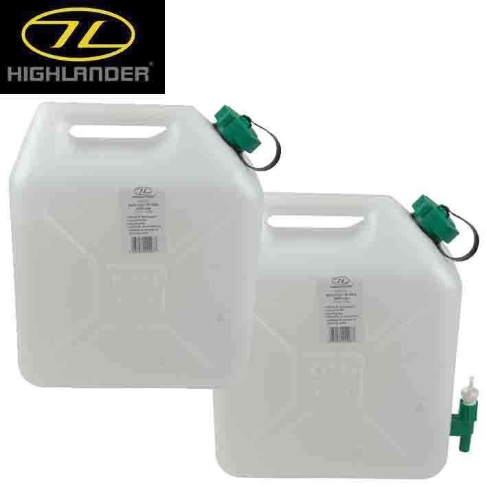 Highlander Plastic Jerry Can Water Containers 5, 10 & 20L with/without 