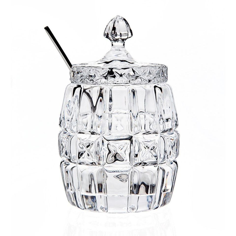 godinger crystal jam jar with serving spoon new time left