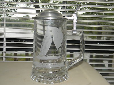 Old Spice glass beer stein from Germany 12 meter racing sloop pewter 