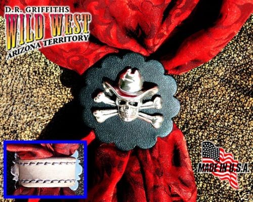 scarf wild rag slide skull n bones in cowboy hat